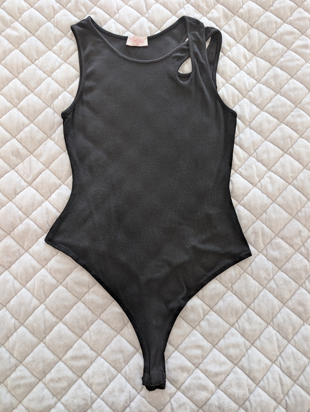 LIKE NEW Pink Lily Bodysuit, Black, Crossover Detail, Size medium